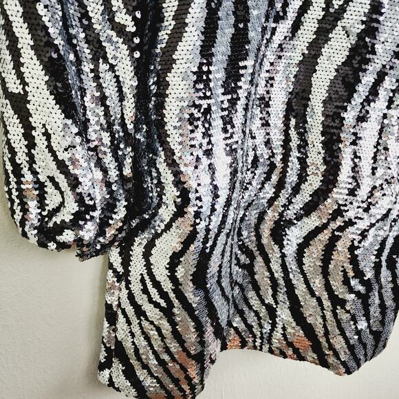 NWT Ted Baker Louu Silver Black Sequin Zebra Mini Dress Cocktail XS - Picture 8 of 16